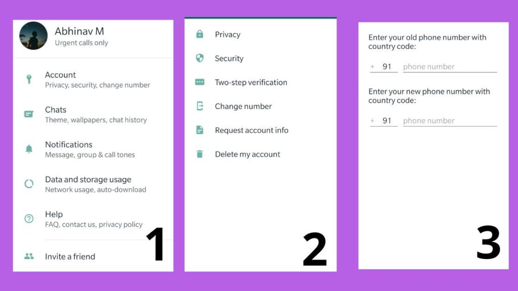 whatsapp number change kaise kare 